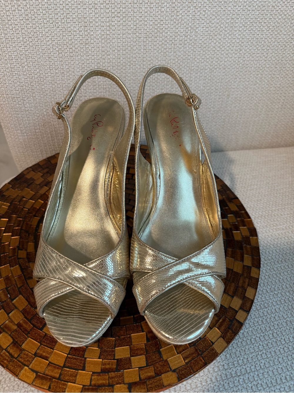 Lily Pulitzer Gold Slingback Wedge